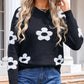 Angel Wings Flower Round Neck Long Sleeve Sweater