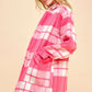 Davi & Dani Plaid Open Front Drop Shoulder Longline Coat