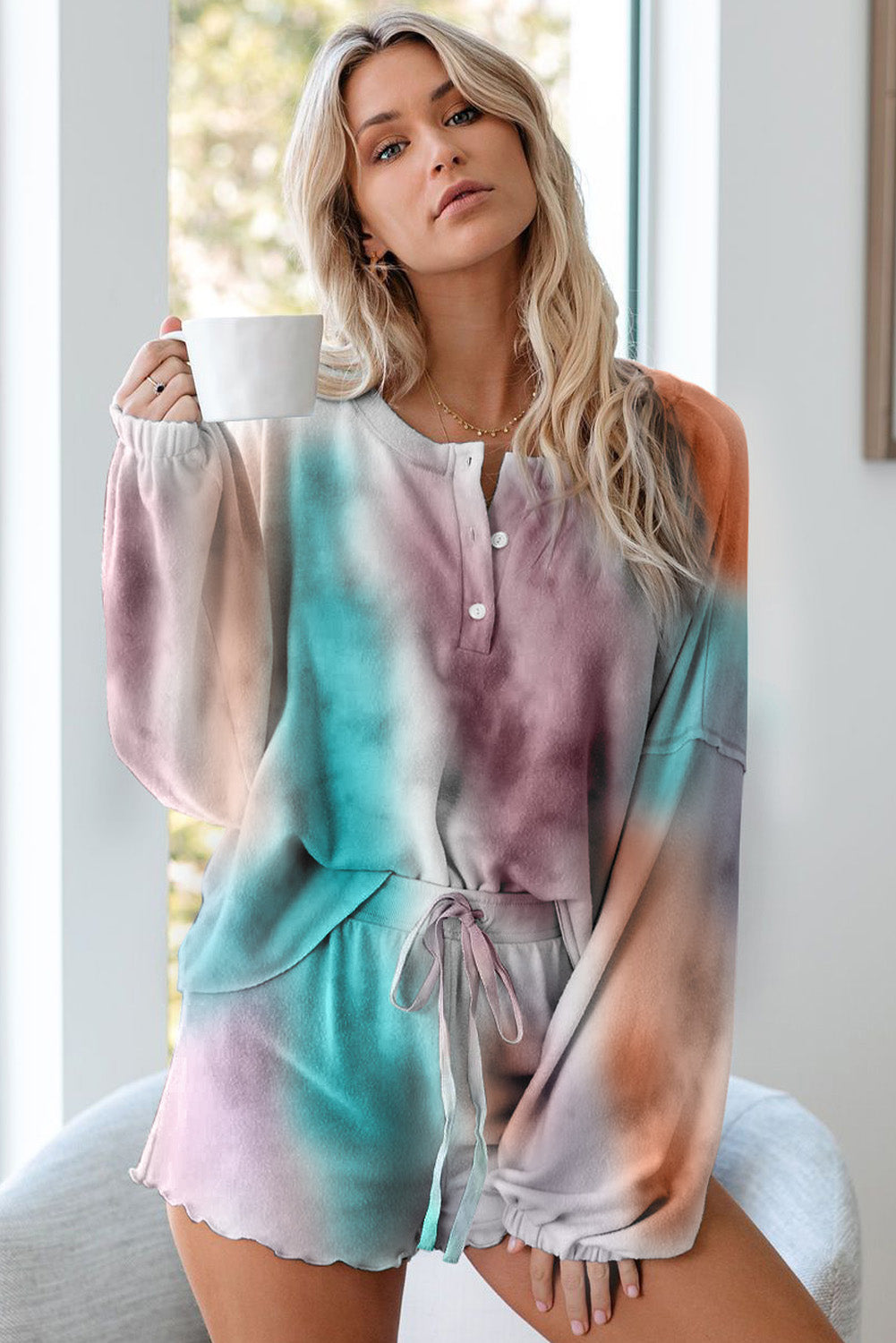 Sky Blue Tie Dye Knit Lounge Set