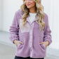 Snap Down Long Sleeve Sherpa Jacket