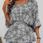 Printed V-Neck Dolman Sleeve Blouse