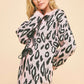 Pink Leopard Print Ribbon Tie Loose Fit Cardigan