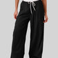 Contrast Waistband Drawstring Wide Leg Pants