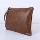 Brown Vintage Leather Oversized Clutch Bag