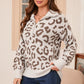 Leopard Half-Zip Up Sweater