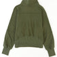 Sea Green Fleece Lined Zip Up Stand Collar Thumbhole Sleeve Sweatshirt