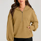 Pocketed Half Zip Long Sleeve Hoodie