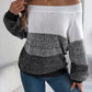 Color Block Off-Shoulder Long Sleeve Sweater