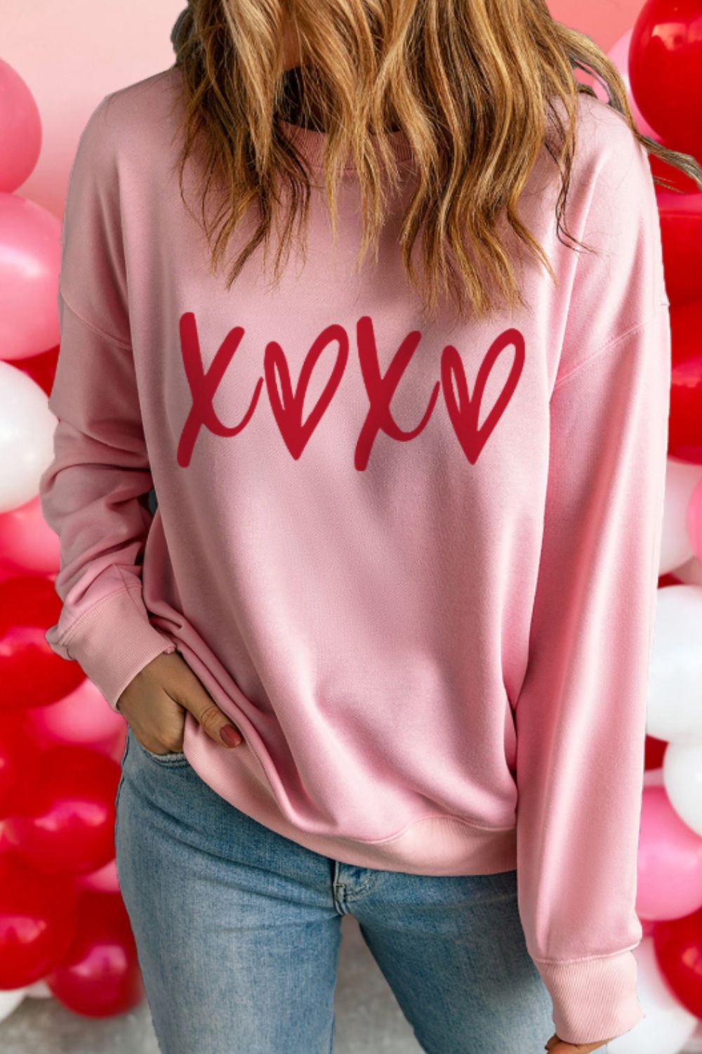 Pink XOXO Sweatshirt —All Heart—Valentine's Day Collection