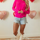 Heart Round Neck Long Sleeve Sweater