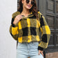 Plaid Dropped Shoulder Buttoned Jacket