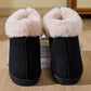 Faux Fur Round Toe Platform Slippers