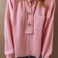 Pocketed Half Button Long Sleeve Sweatshirt