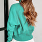 Sea Green Fleece Lined Zip Up Stand Collar Thumbhole Sleeve Sweatshirt