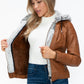 YMI Faux Layered Double-Zipper Jacket with Fuzzy Hood