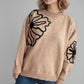 Flower Round Neck Long Sleeve Sweater