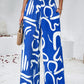 Devine Smocked Printed Wide Leg Pants with Pockets