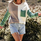 Color Block Round Neck Long Sleeve Sweater