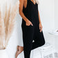 Textured Sleeveless V-Neck Pocketed Casual Jumpsuit