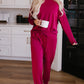 Round Neck Top and Drawstring Pants Lounge Set