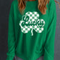 Dark Green St Patricks Checkerboard Clover Lucky Graphic Sweatshirt