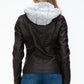 YMI Faux Layered Double-Zipper Jacket with Fuzzy Hood