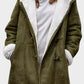 Full Size Pocketed Long Sleeve Hooded Toggle Jacket