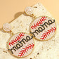 White Crystal mama Beaded Baseball Shape Earrings