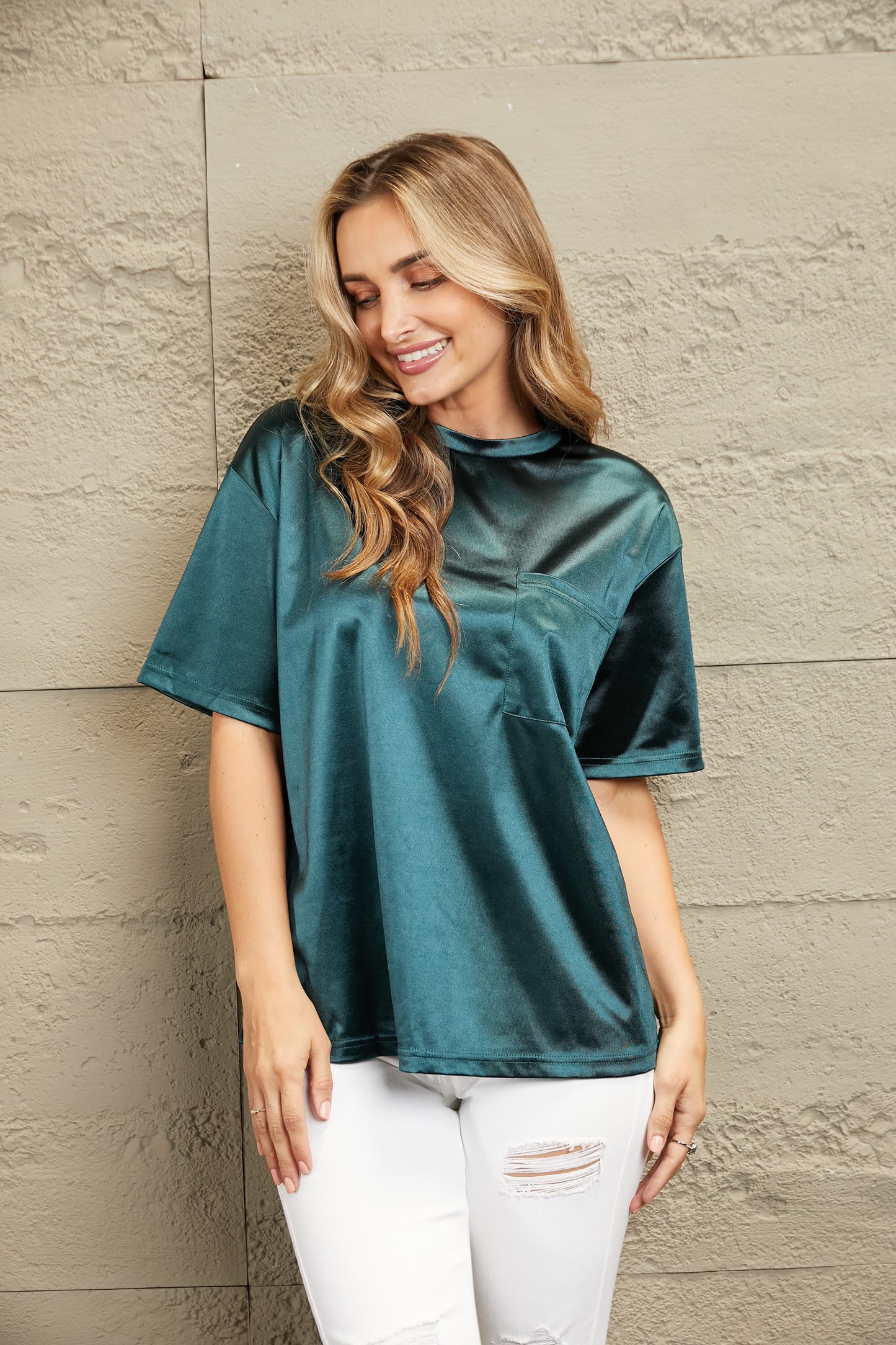 Round Neck Dropped Shoulder Top