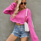 Round Neck Long Sleeve Cropped Sweater