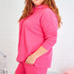 Rose Red Textured Hoodie and Shorts Plus Size Two Piece Set