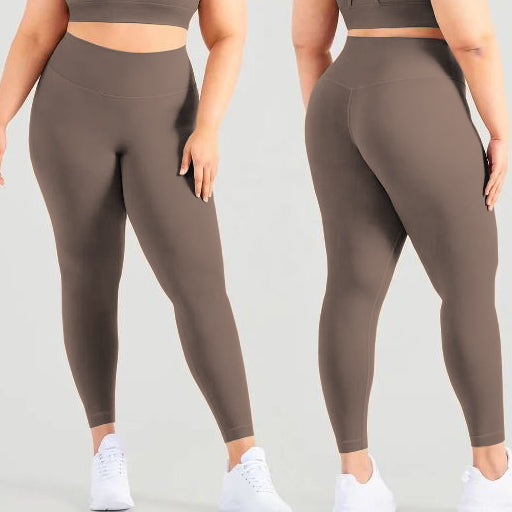 wHiPi.'s Signature Curvy Khaki Brown Seamless High Waisted Leggings