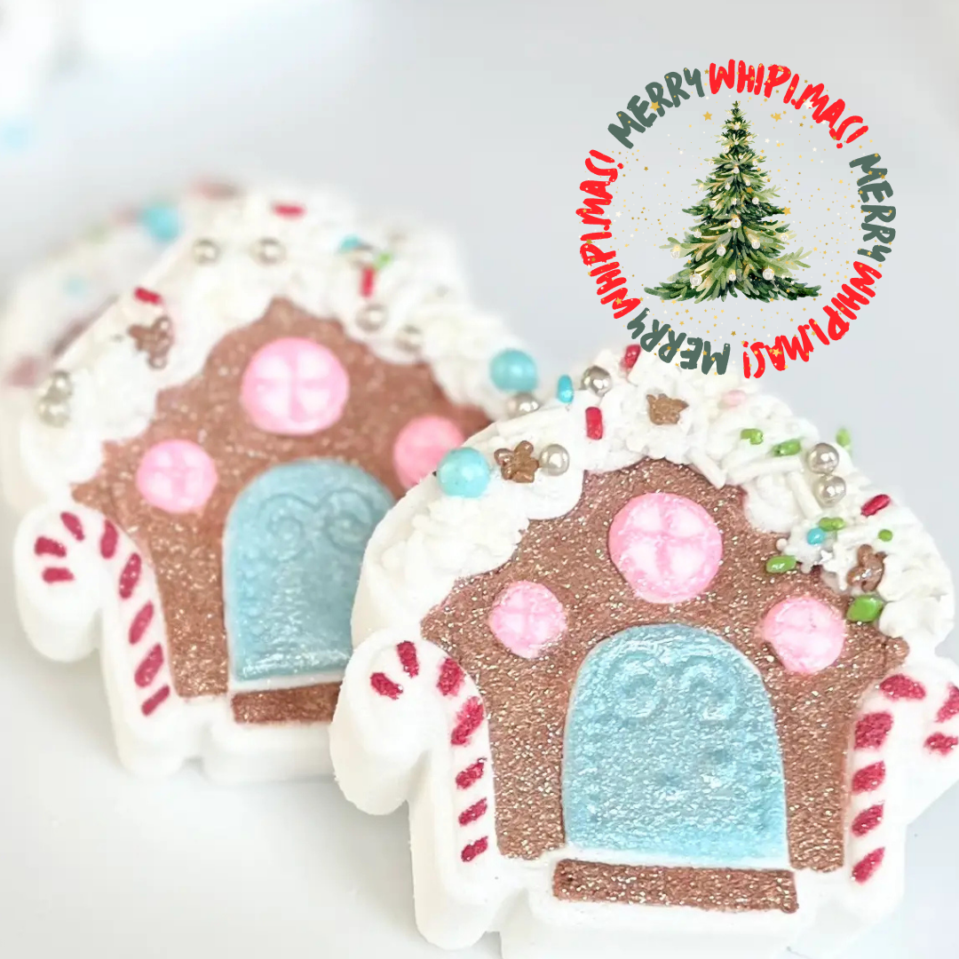 Merry wHiPi.mas—Gingerbread House Bath Bomb