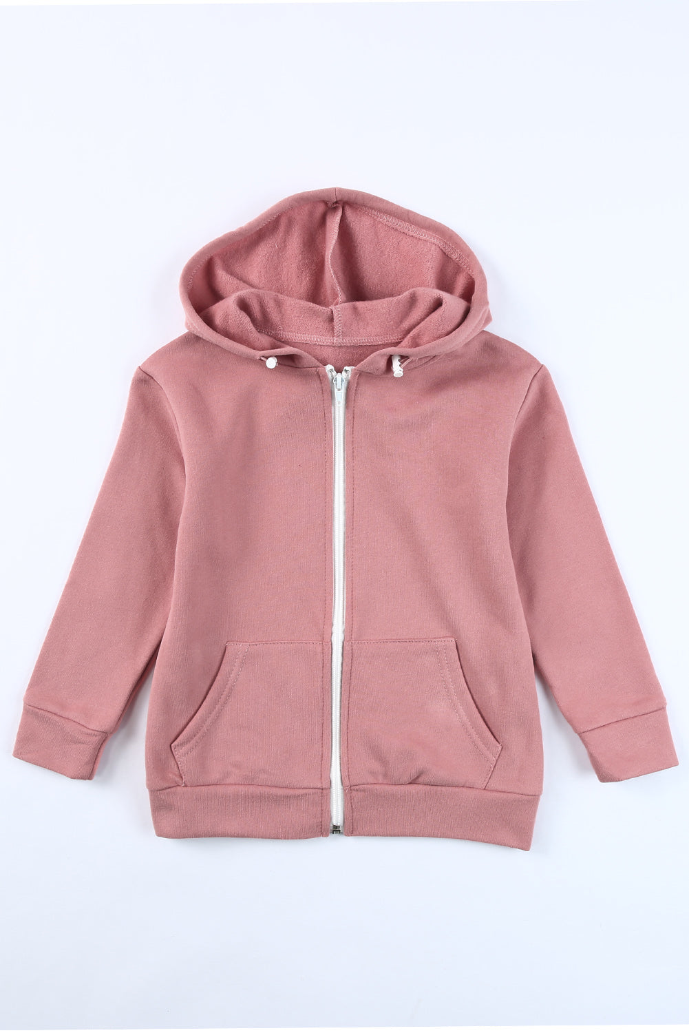 Girls Zip-Up Drawstring Hooded Jacket with Pockets