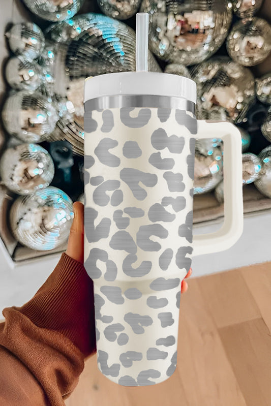 Leopard Print 40oz Stainless Steel Portable Cup with Handle